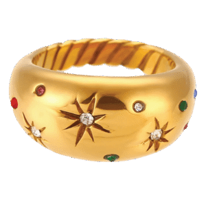 Celestial Starburst Gold Dome Ring
