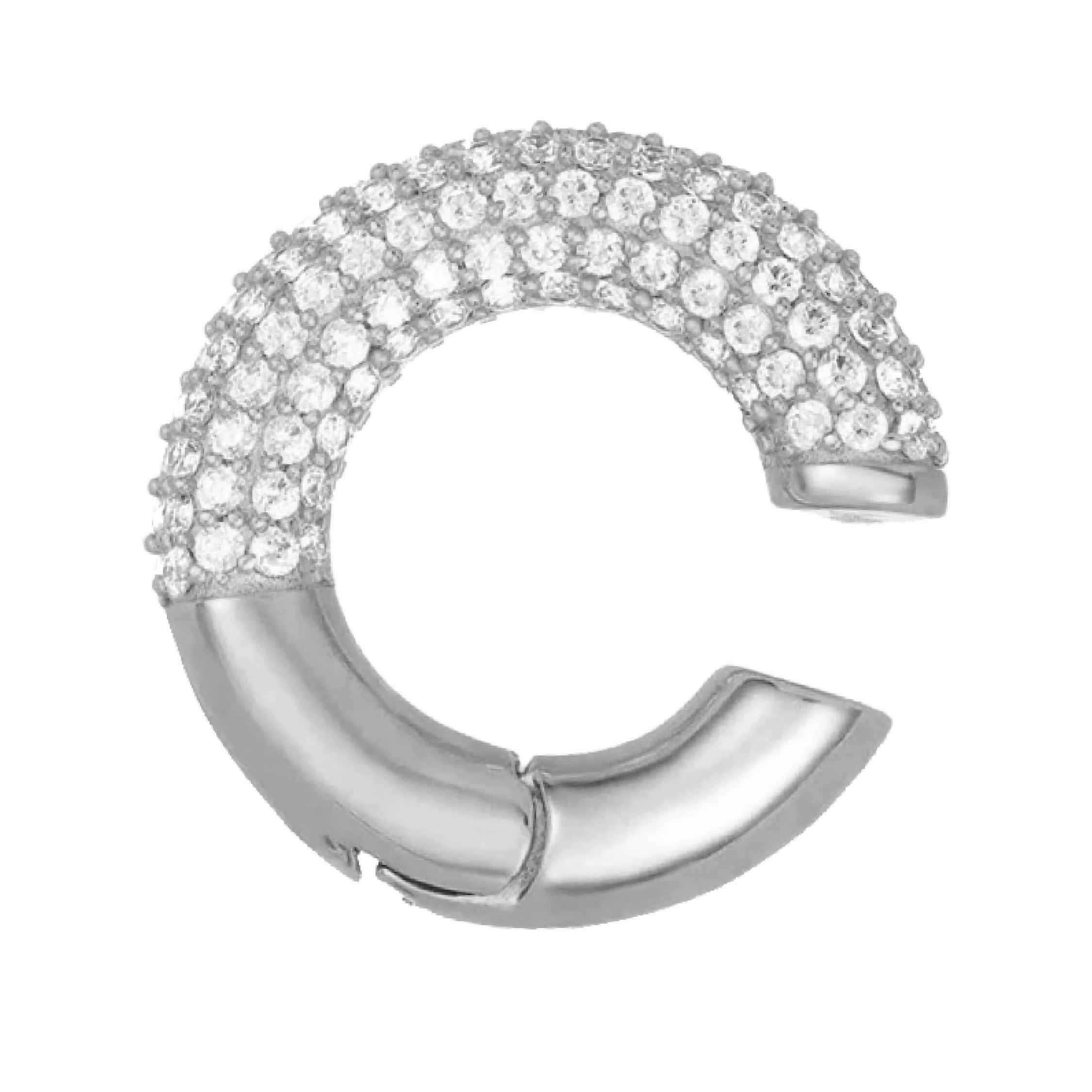 Pavé Circle Huggie | Silver